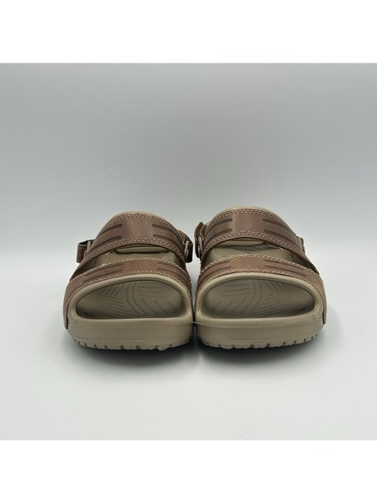 Crocs Yukon Men\'s Size 8 Brown Leather Strap Comfort Slides Open Toe Sandals main image 6